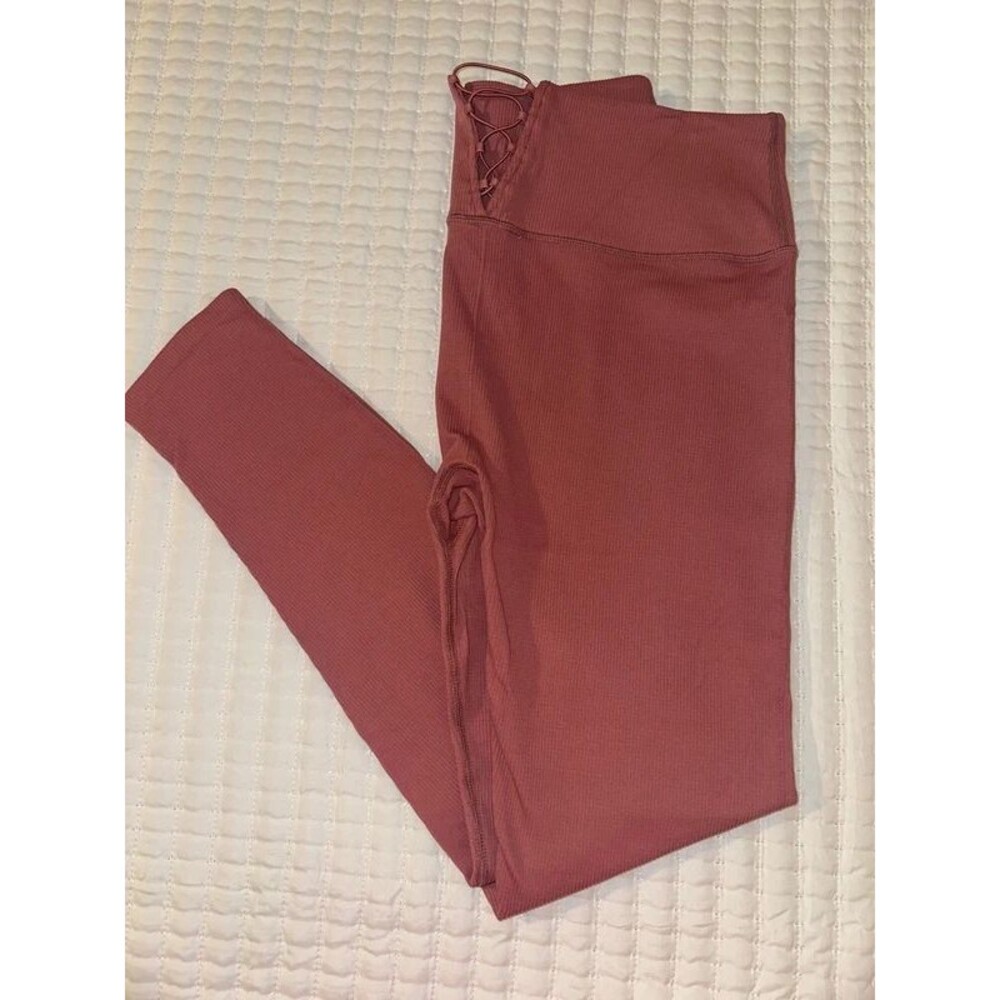 Fabletics Mauve Lace Up Back Leggings XL
